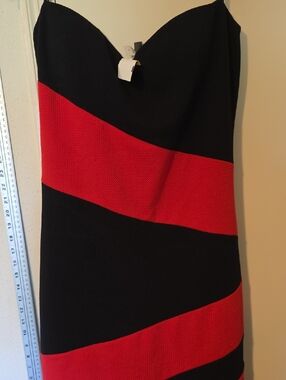 Strapless Black and Red Sheath Dress